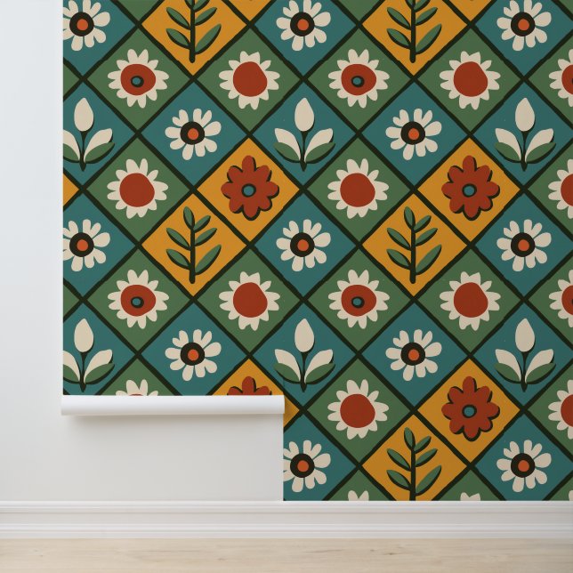 African Floral Tegel Art Behang (Applicatie)