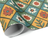 African Floral Tegel Art Cadeaupapier (Rol Hoek)