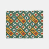 African Floral Tegel Art Fleece Deken (Voorkant (Horizontaal))