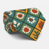 African Floral Tegel Art Stropdas (Opgerold)