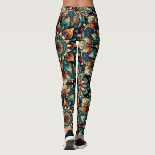 African Flower Pattern Broek - Vet en levendig Leggings (Achterkant)