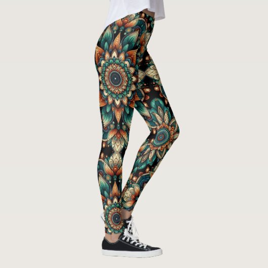 African Flower Pattern Broek - Vet en levendig Leggings (Rechts)