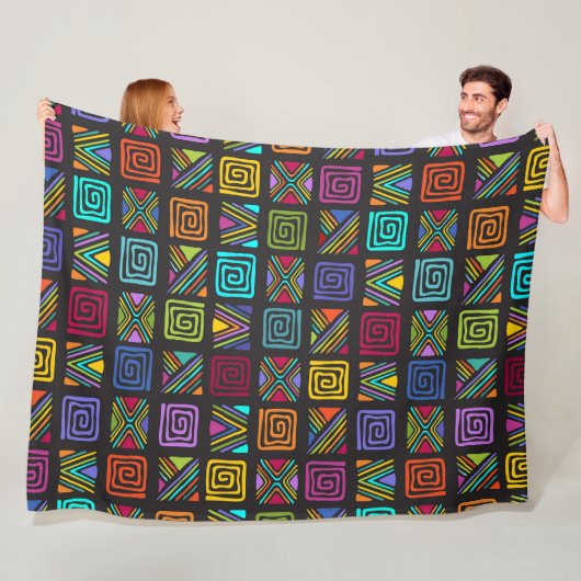African Folk Art - Seamless Shapes Pattern 3 Fleece Deken (In situ)