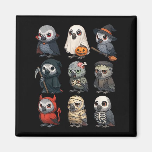 African G Parrot Bird Witch Zombie Halloween Costu Magneet (Voorkant)