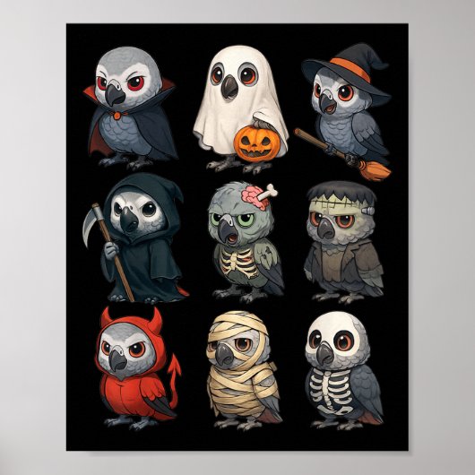 African G Parrot Bird Witch Zombie Halloween Costu Poster (Voorkant)