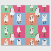 African Ghost Halloween Colorblock Ghouls Grappig Cadeaupapier (Vlak)