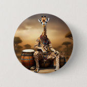 African Giraffe Bongo Drumspeler, Ronde Button 5,7 Cm (Voorkant)