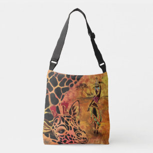 African Girl and Giraffe Crossbody Bag - Friends Crossbody Tas