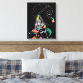 African Girl Line Art Colorful Canvas Afdruk (Insitu (Slaapkamer))