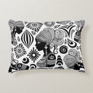 African Girl Portrait Tribal Tattoo Accent Kussen