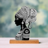 African Girl Portrait Tribal Tattoo Acryl Bord (Neutraal)