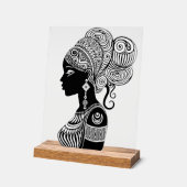 African Girl Portrait Tribal Tattoo Acryl Bord (Hoek)