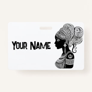 African Girl Portrait Tribal Tattoo Badge