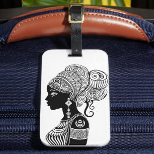 African Girl Portrait Tribal Tattoo Bagagelabel