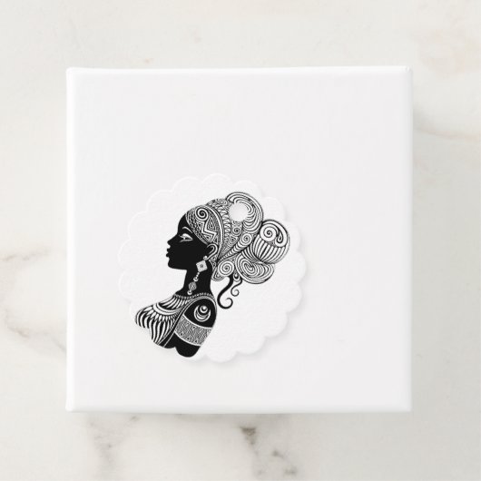 African Girl Portrait Tribal Tattoo Bedankjes Labels (In situ)