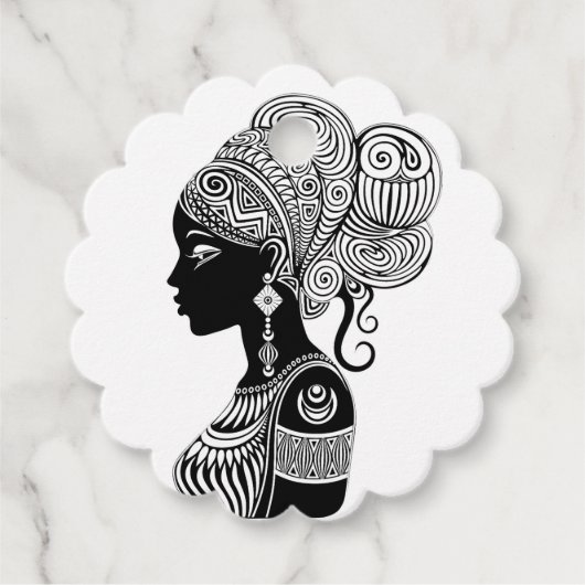 African Girl Portrait Tribal Tattoo Bedankjes Labels (Voorkant)