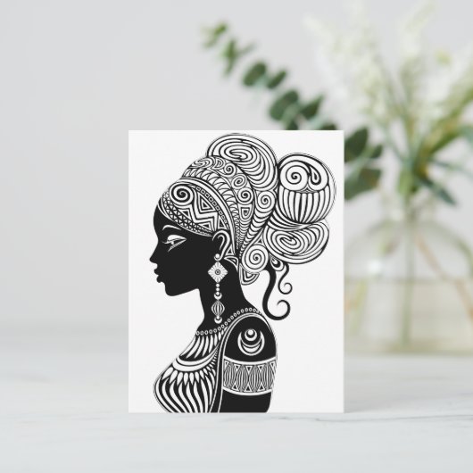 African Girl Portrait Tribal Tattoo Briefkaart (Staand voorkant)