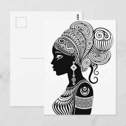 African Girl Portrait Tribal Tattoo Briefkaart (Voorkant / Achterkant)