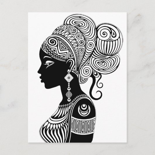 African Girl Portrait Tribal Tattoo Briefkaart (Voorkant)