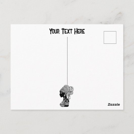 African Girl Portrait Tribal Tattoo Briefkaart (Achterkant)