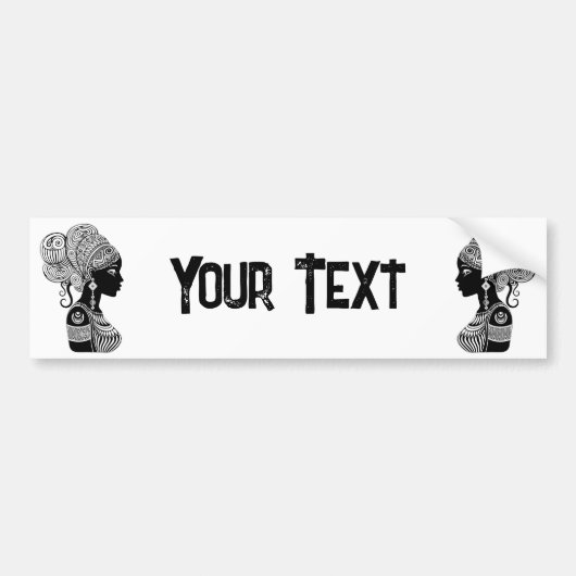 African Girl Portrait Tribal Tattoo Bumpersticker (Voorkant)