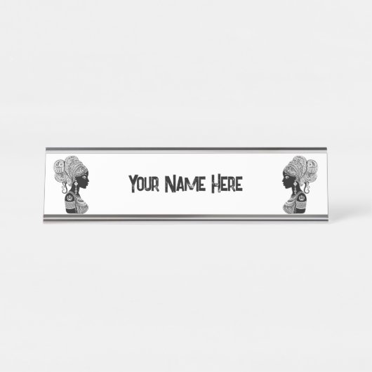 African Girl Portrait Tribal Tattoo Bureau Naambordje (Voorkant)