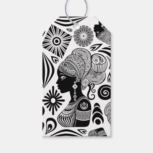 African Girl Portrait Tribal Tattoo Cadeaulabel (Voorkant)