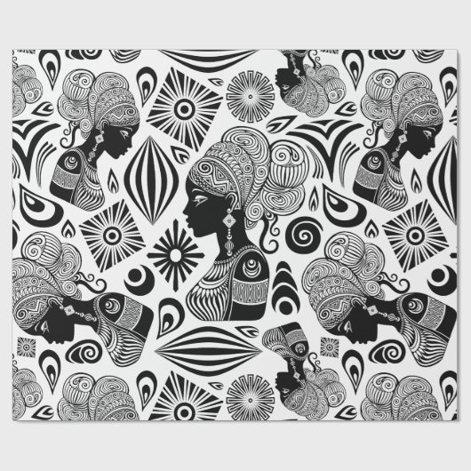 African Girl Portrait Tribal Tattoo Cadeaupapier (Vlak)