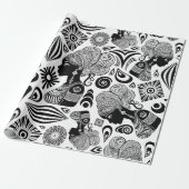 African Girl Portrait Tribal Tattoo Cadeaupapier (Uitgerold)