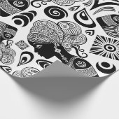 African Girl Portrait Tribal Tattoo Cadeaupapier (Hoek)