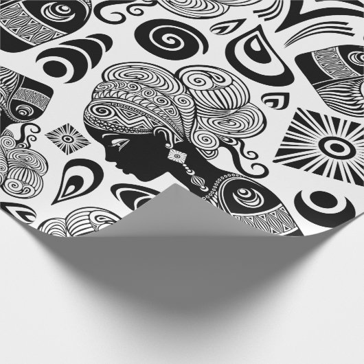 African Girl Portrait Tribal Tattoo Cadeaupapier (Hoek)