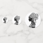 African Girl Portrait Tribal Tattoo Confetti (Achterkanten)