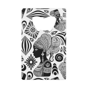African Girl Portrait Tribal Tattoo Creditkaart Flessenopener