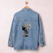 African Girl Portrait Tribal Tattoo Denim Jacket (Hangar)