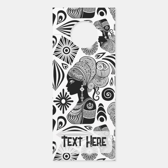 African Girl Portrait Tribal Tattoo Deurhanger (Voorkant)