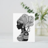 African Girl Portrait Tribal Tattoo Feestdagenkaart (Staand voorkant)