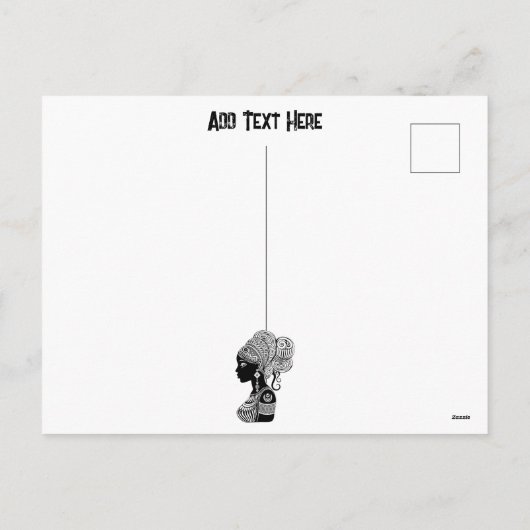 African Girl Portrait Tribal Tattoo Feestdagenkaart (Achterkant)