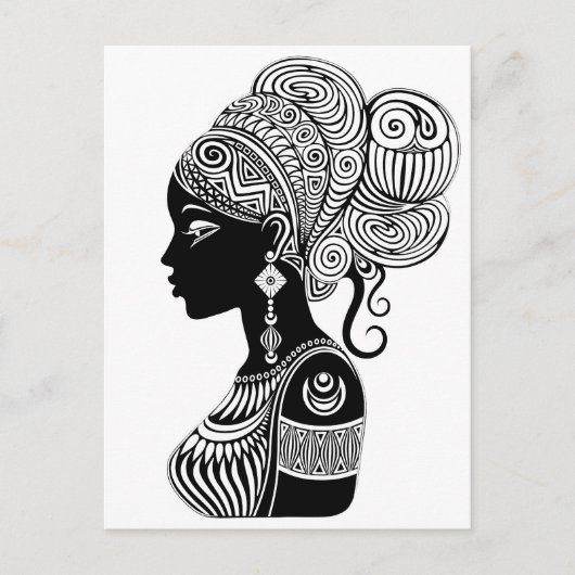 African Girl Portrait Tribal Tattoo Feestdagenkaart (Voorkant)