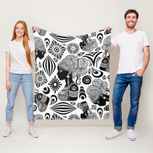 African Girl Portrait Tribal Tattoo Fleece Deken