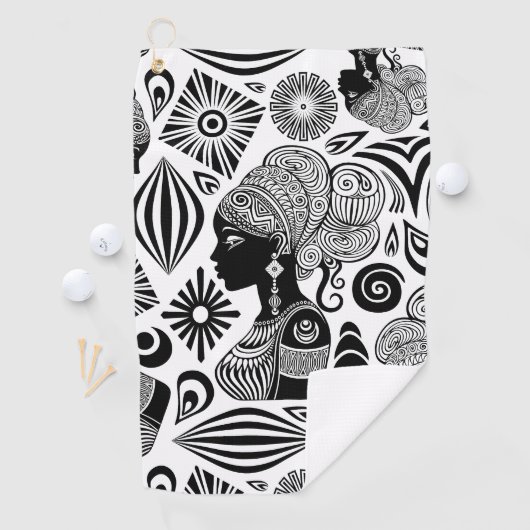 African Girl Portrait Tribal Tattoo Golfhanddoek (Insitu)