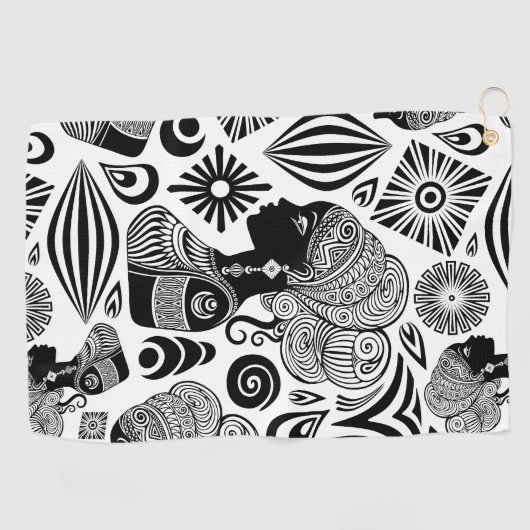 African Girl Portrait Tribal Tattoo Golfhanddoek (Horizontaal)