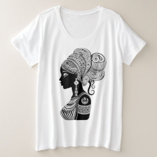 African Girl Portrait Tribal Tattoo Grote Maat T-shirt