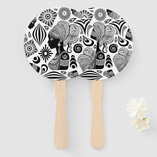 African Girl Portrait Tribal Tattoo Handwaaier (Voorkant en achterkant)