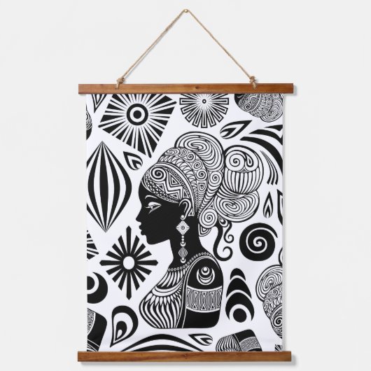 African Girl Portrait Tribal Tattoo Hangend Wandkleed (Voorkant)