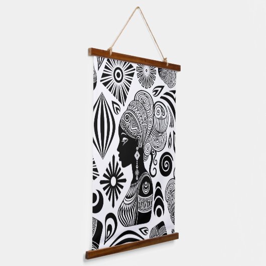 African Girl Portrait Tribal Tattoo Hangend Wandkleed (Gebogen)