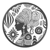 African Girl Portrait Tribal Tattoo Hockey Puck (Voorkant)