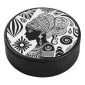 African Girl Portrait Tribal Tattoo Hockey Puck (3/4)