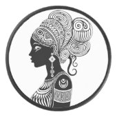 African Girl Portrait Tribal Tattoo Hockey Puck (Voorkant)