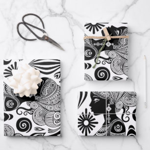 African Girl Portrait Tribal Tattoo Inpakpapier Vel