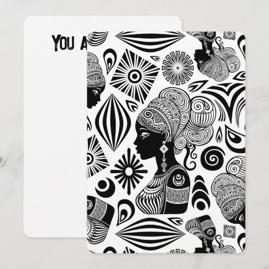 African Girl Portrait Tribal Tattoo Kaart (Voorkant / Achterkant)